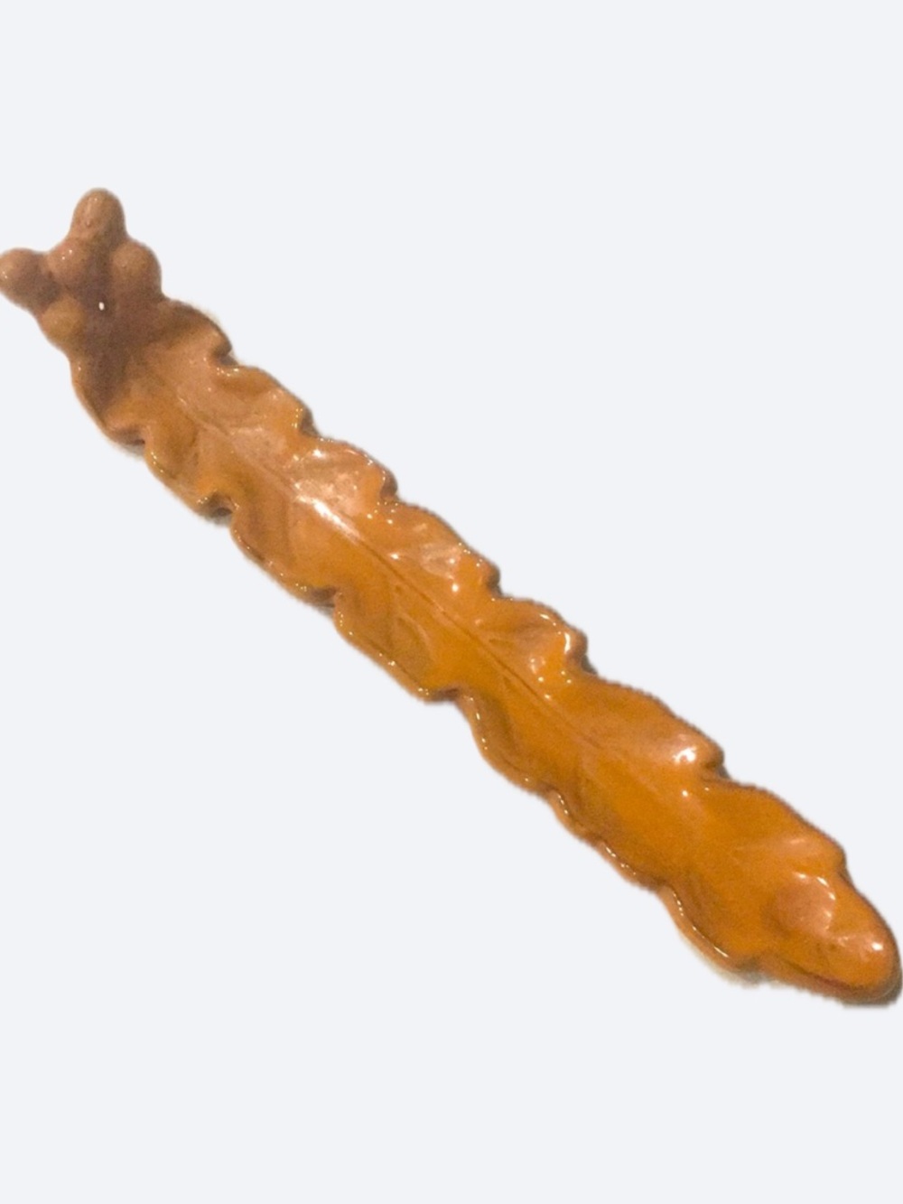 Vintage AIRS Aromatics Glazed Terracotta Leaf Incense Holder 10.5" Ash Catcher
